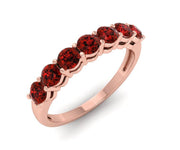 Sophisticated ruby band ring with a sparkling round ruby hydro gem, crafted in gold-plated sterling silver